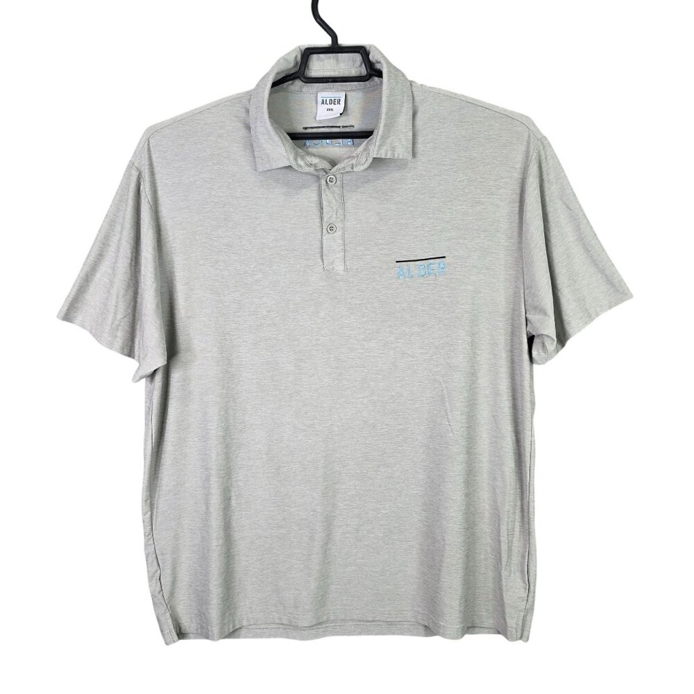 Mens Alder Heathered Gray Polo Shirt Short Sleeve Polyester Stretch Size XXXL